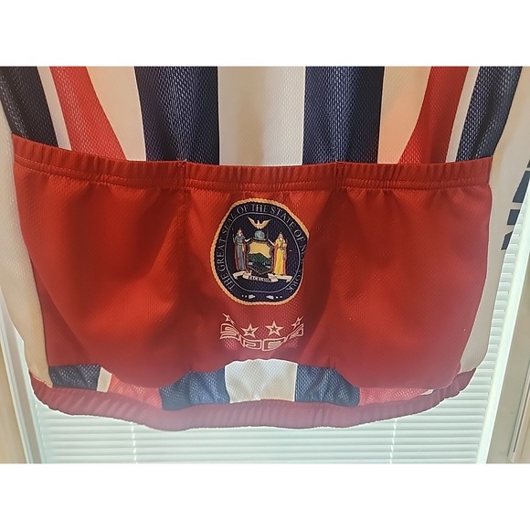New York Bib Cycling Shorts & Matching Jersey Mens Blue Red Size XX Large - Picture 7 of 13